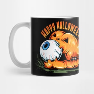 halloween pumpkin with cute eyeball its mouth artwork Mug